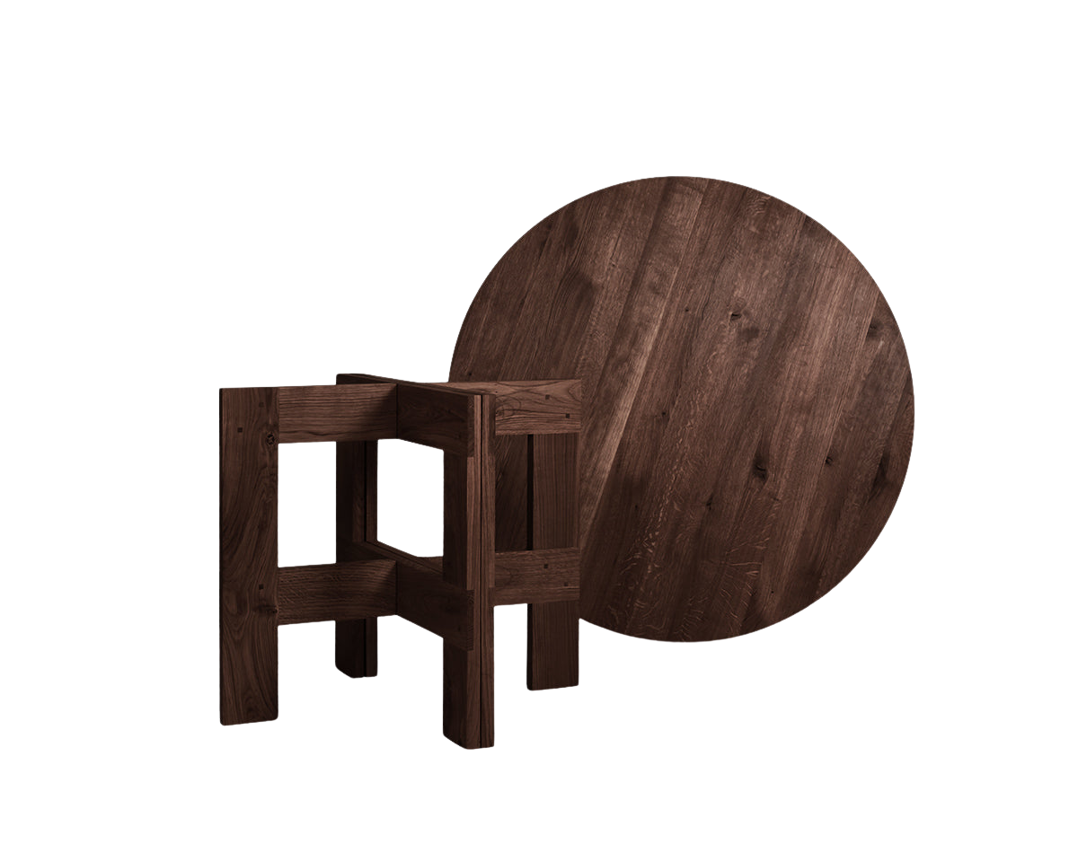 FRAMA - Farmhouse Trestle Table | Dark Oak | 120 Ø Round Frama