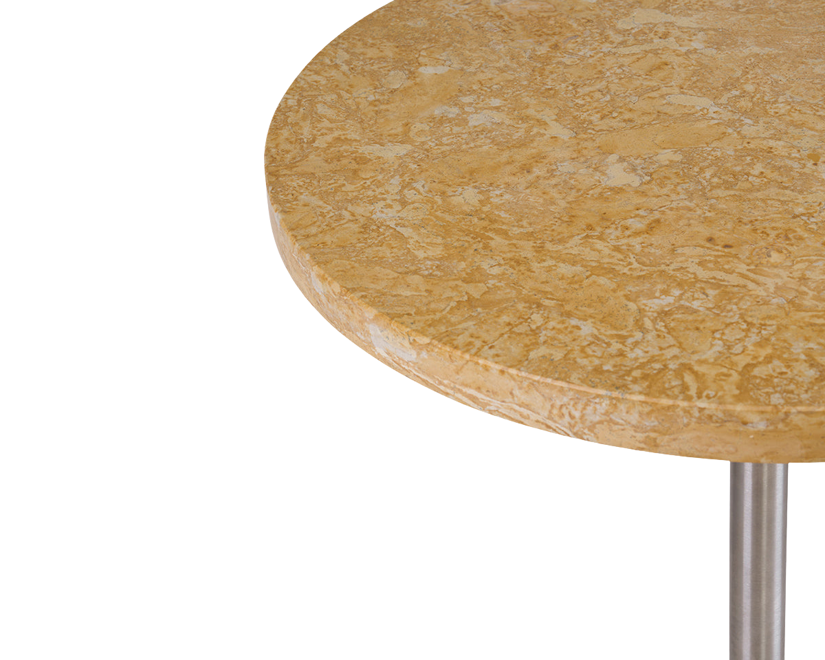 FRAMA - Table 57 | Yellow Limestone / Stainless Steel | Ø55