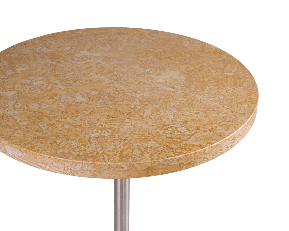 FRAMA - Table 57 | Yellow Limestone / Stainless Steel | Ø55