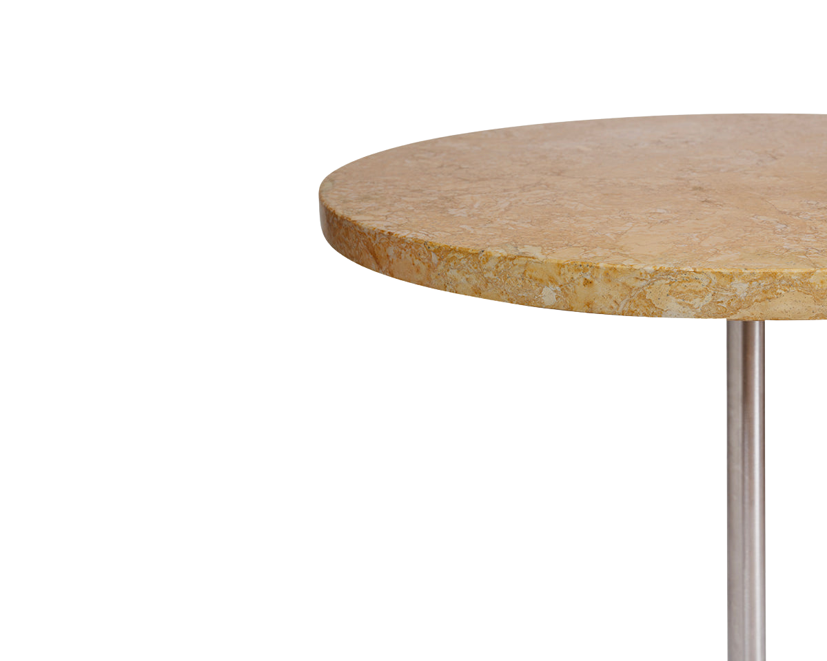 FRAMA - Table 57 | Yellow Limestone / Stainless Steel | Ø70