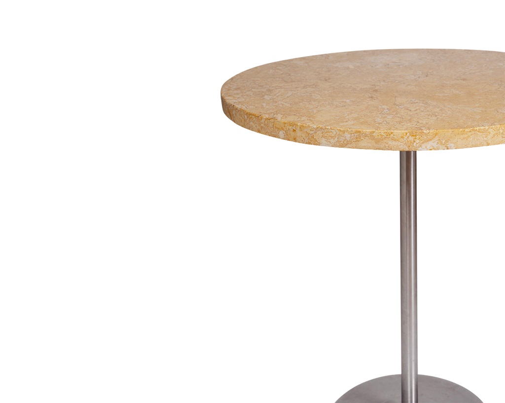 FRAMA - Table 57 | Yellow Limestone / Stainless Steel | Ø70