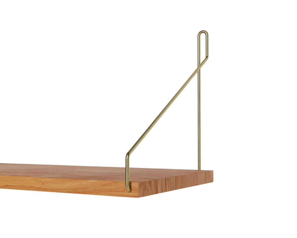 FRAMA - Single Shelf | Natural Oak / Brass | D20 / W60