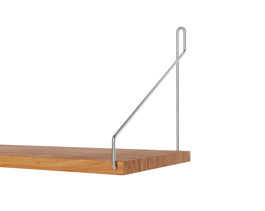 FRAMA - Single Shelf | Natural Oak / Stainless Steel | D20 / W80 FRAMA