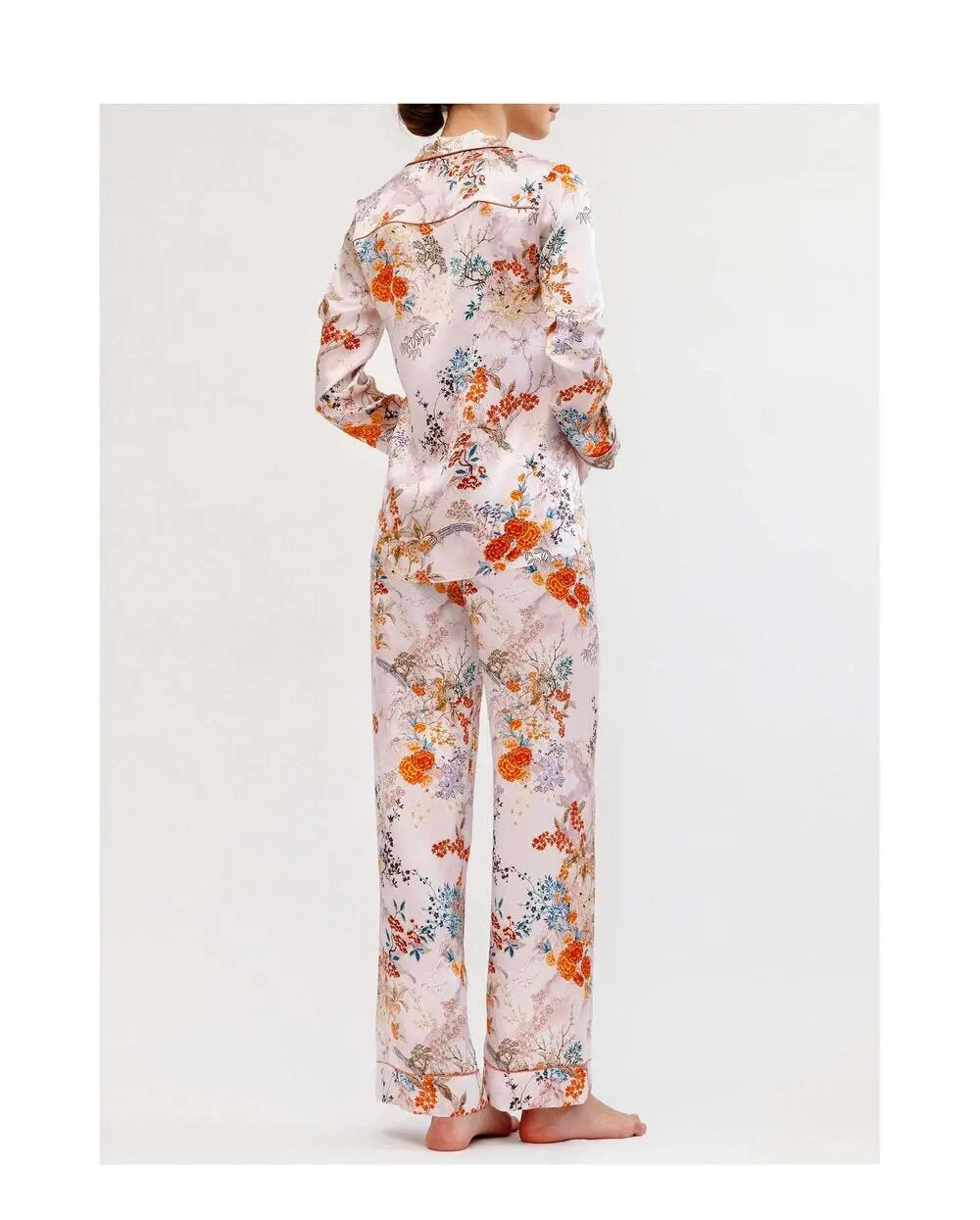 MENG Pink Pagoda Silk Satin Pyjama Set Pyjama 