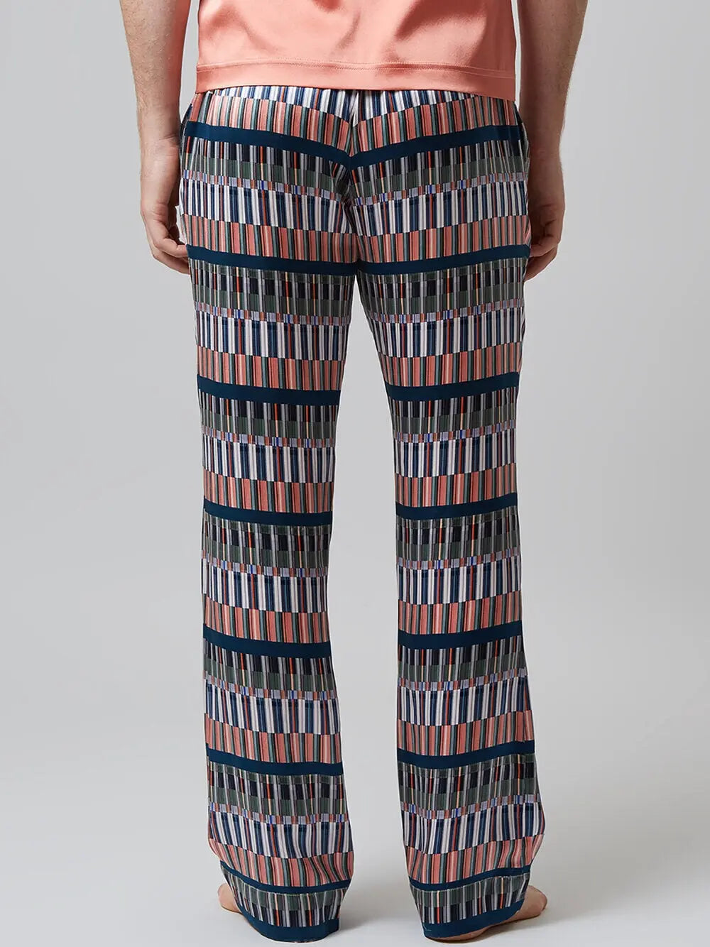 MENG Pink Stripe Silk Satin Trousers 