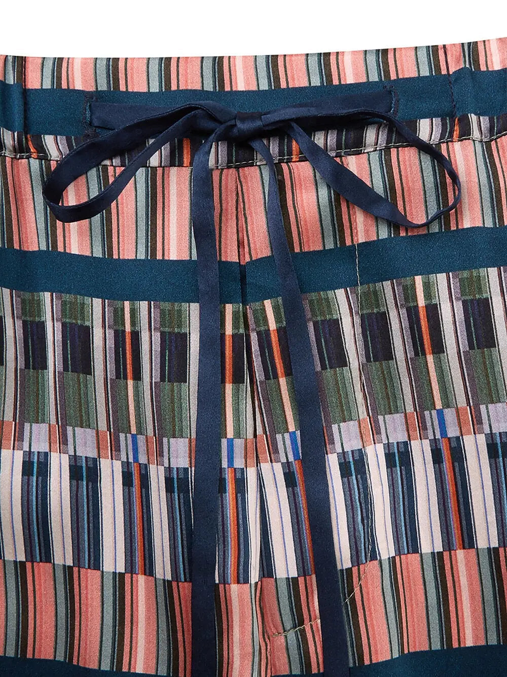 MENG Pink Stripe Silk Satin Trousers 