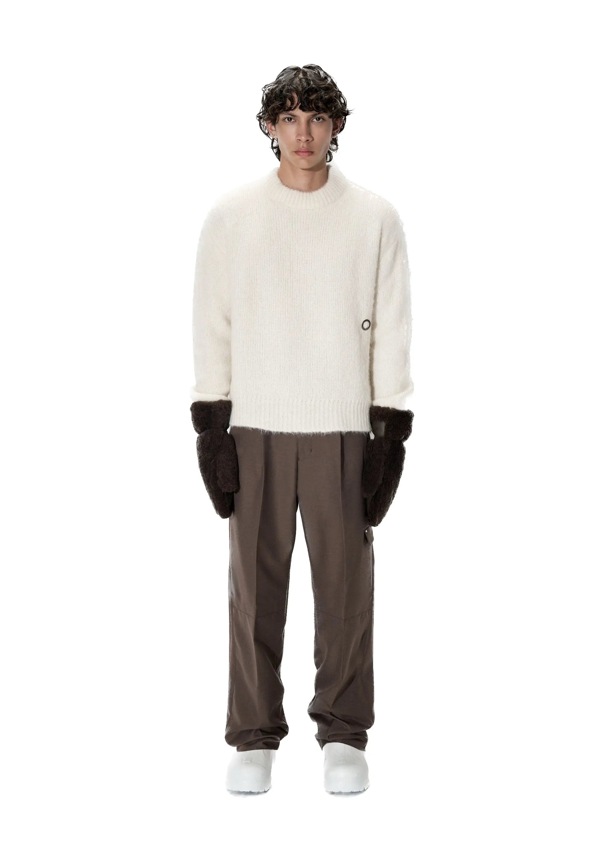 PAST TENSE Shearling Mittens - Taupe 